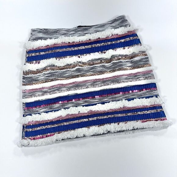 Anthropologie Moulinette Soeurs Erine beaded mixed material fall mini skirt 2 - Picture 3 of 12